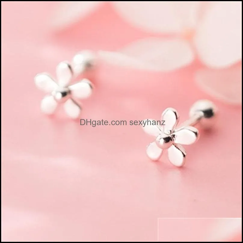 La Monada Flower Earrings Studs 925 Sterling Silver Fine Jewelry Minimalist Beautiful Earring For Women Silver 925 Korean 387 B3