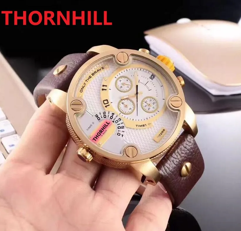 Men's Quartz Watch Multi-function Multi Time zone Military Sports Genuine Cow Italy Leather President Day Date switzerland ICE-Out Bling Wristwatches