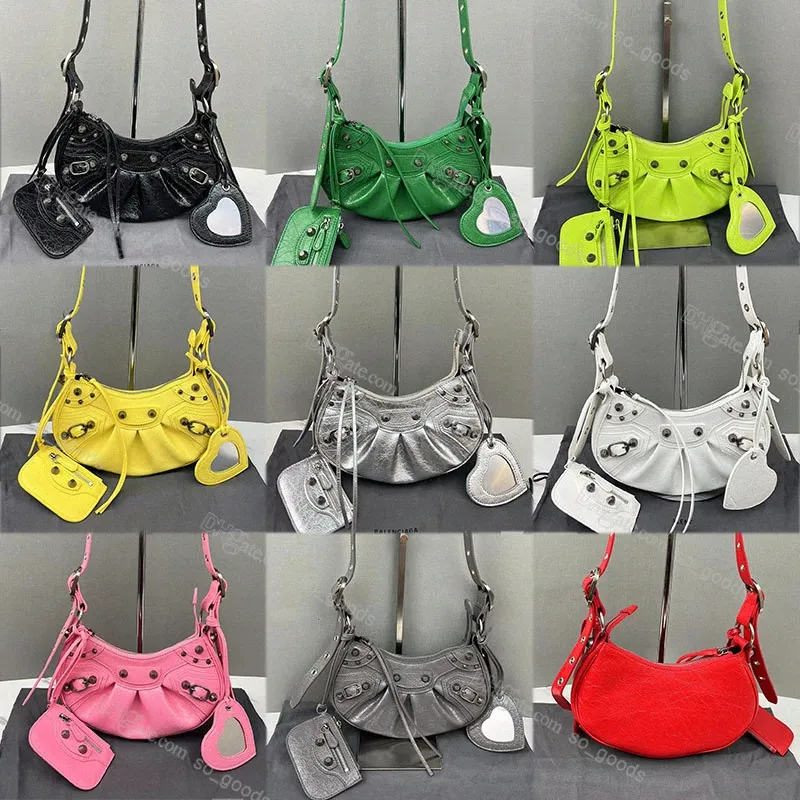 Desinger Couro Genuíno Le Cagole Bolsa de Motocicleta Feminina Rosa Mini Pequena Crocodilo Preto Prata Vermelho Branco Verde Bolsa Feminina Bolsas Femininas