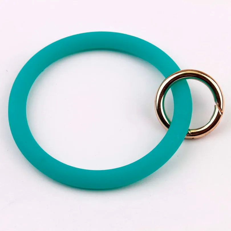 Big O Silicone Loop Wrist Key Ring Keychain with Gold O Clasp Round Key Wrist Strap Accessories Wholesale