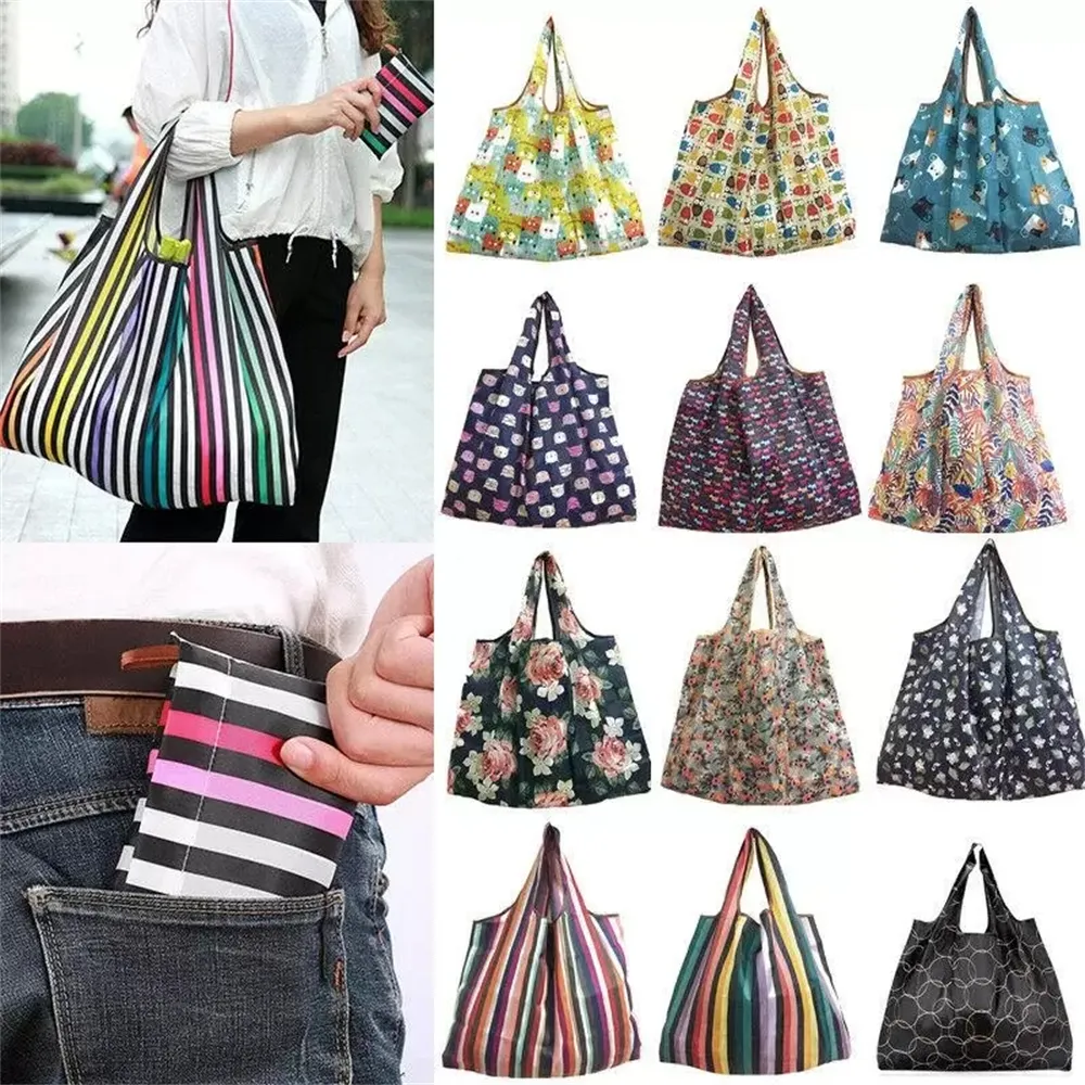 NEW Storage Bags Shopping Bag High Quality Nylon Folding Reusable Large Capacity Portable Travel Grocery BagStorage