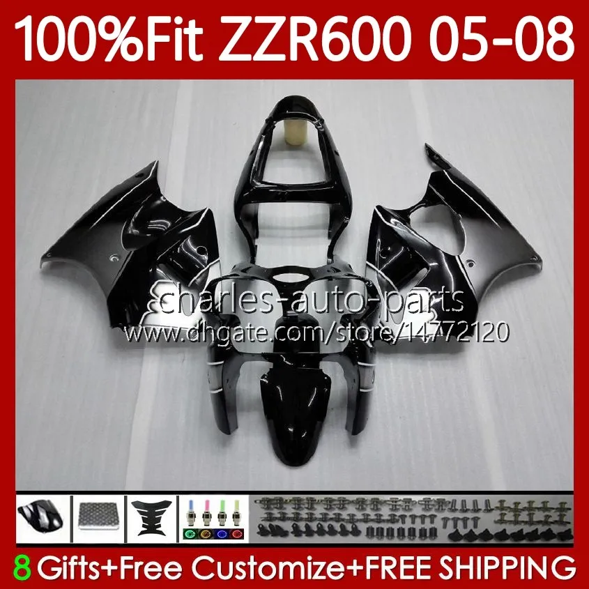 OEM Wtrysk Ciała Formy Kawasaki Ninja ZZR600 05-08 ZZS ZZR-600 600 CC 05 06 07 08 Cowing 38HC.25 ZZR 600 600CC 2005 2006 2007 2008 Zielony Metalowy Pełny 100% Fit Working Kit