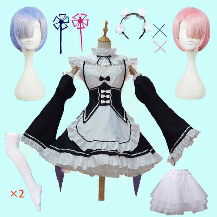Risparmia alla grande su Cosplay Anime Cameriera Costumi Cosplay Rem Ram  Maid Re: Zero Kara Hajimeru Isekai Seikatsu Kawaii Cos Abiti Re Life In A 