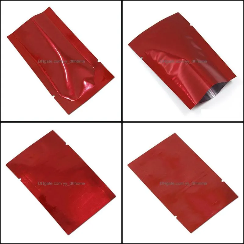 Storage Bags 200pcs Red Open Top Vacuum Heat Sealable Sample Packaging Pouch For Candy Coffee Powder Mylar Foil Flat Tear Notch