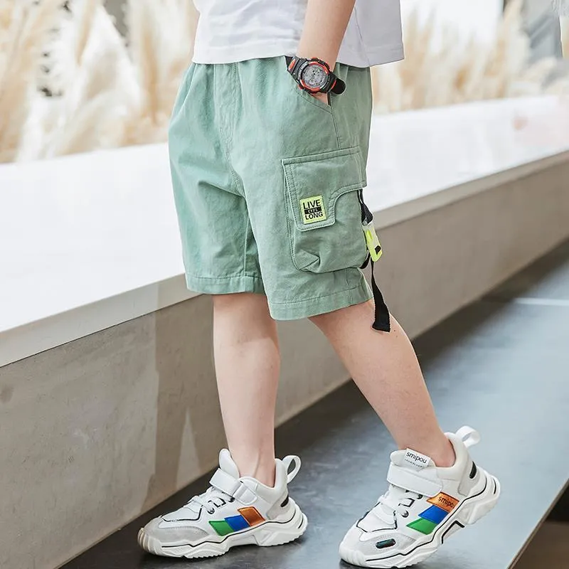 Boys Cargo Shorts Summer Short Sport Cotton Sweatpants Boys Knee Length  Pants Size 6 8 10 12 13 14 Year Pants Kids Clothes 220707