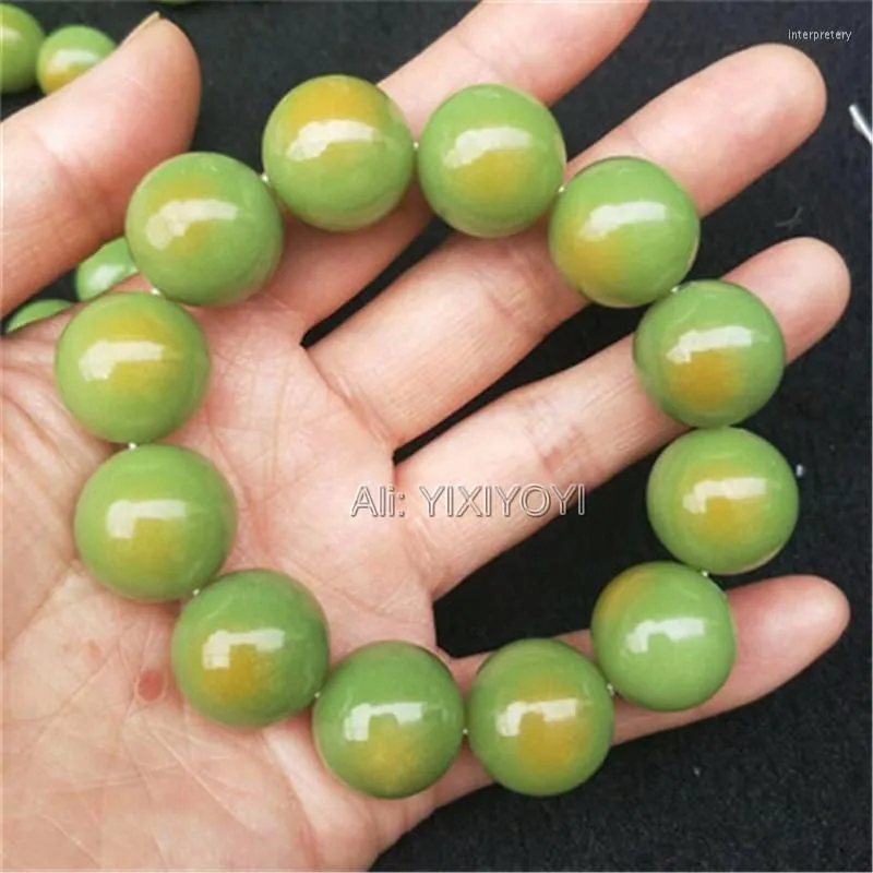 Fili di perline abbastanza naturali 6-20 mm con perline gialle Fluorite Collegamento luminoso Bracciale elastico Bagliore nel buio Regalo affascinante Gioiello raffinato