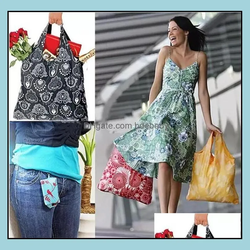 Nylon Foldable Shopping Bags Reusable Storage Bag Eco Friendly Folding Shopping Tote Bags Pouch New Ladies Storage Handbag Bags with