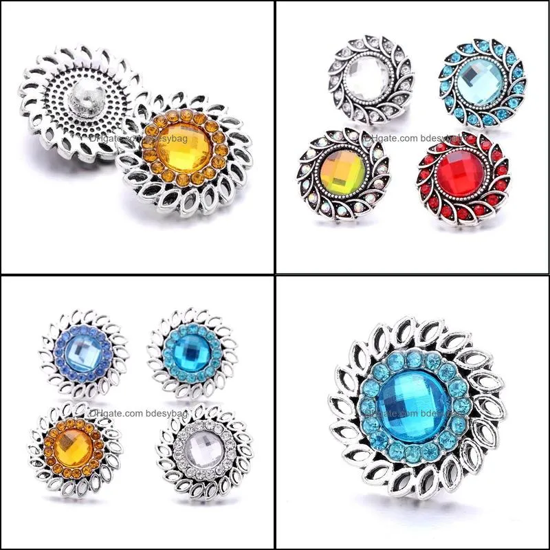 colorful rhinestone fastener 18mm snap button clasp metal charms for snaps jewelry findings suppliers