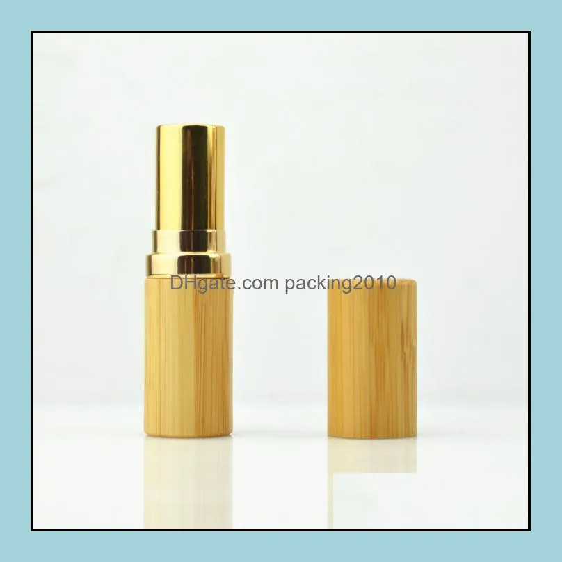 12.1mm natural bamboo lipstick tube, portable gold high grade cosmetic beauty lip balm package lip rouge container sn2047