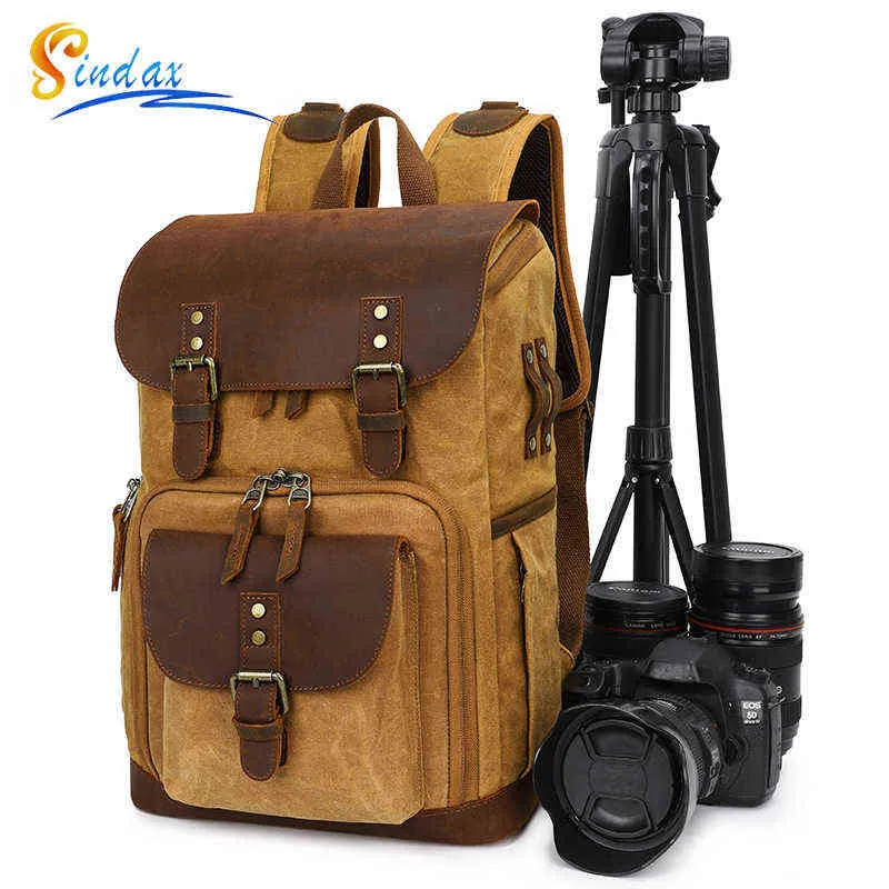 Borsa per fotocamera DSLR Zaino più recente Borsa per fotografia impermeabile in tela Batik Zaino Borsa per organizer resistente all'usura per fotocamera AA220324