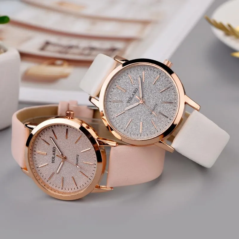 Relojes de pulsera S para mujer, reloj de lujo a la moda para mujer, reloj de cuarzo de cuero para mujer, relojes de marca simples rosas