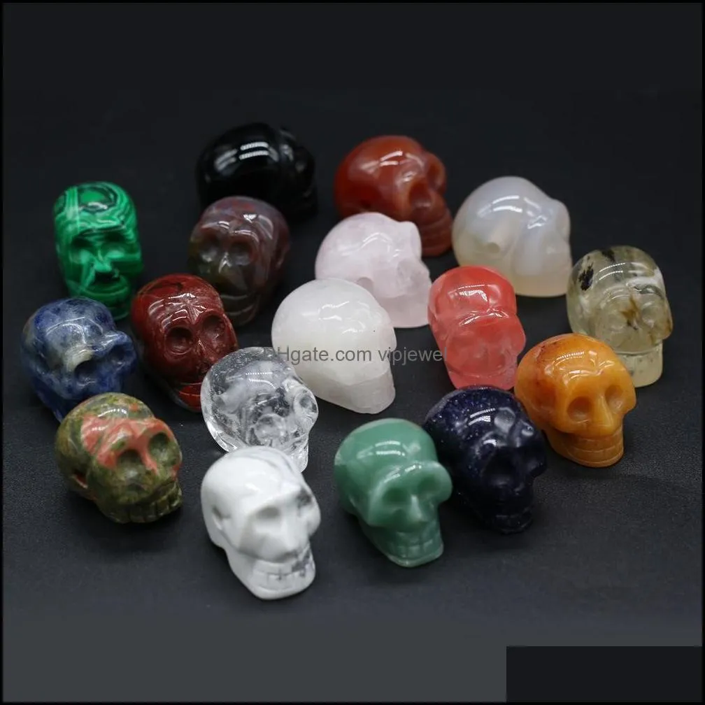 Stone Loose Beads Jewelry 20X30X25Mm Crystal Skl Figurine Carved Skeleton Statue Reiki Healing Energy Gemstone Ornaments H Dcj