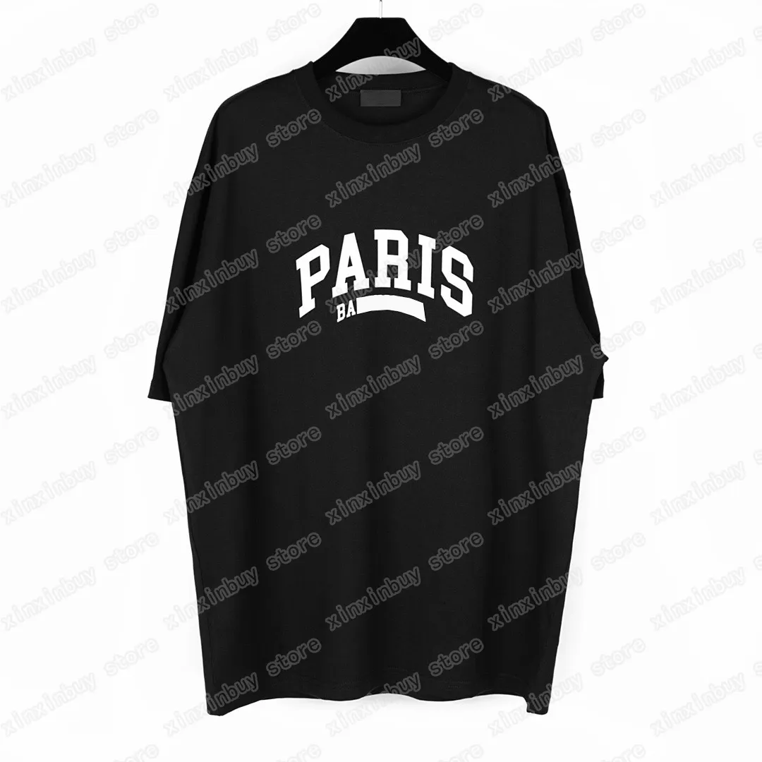22SS Мужчины дизайнеры T Roomts Paris Pritert Print Print с коротким рукавом экипаж шея в парижской уличной одежде белая черная xinxinbuy s-2xl