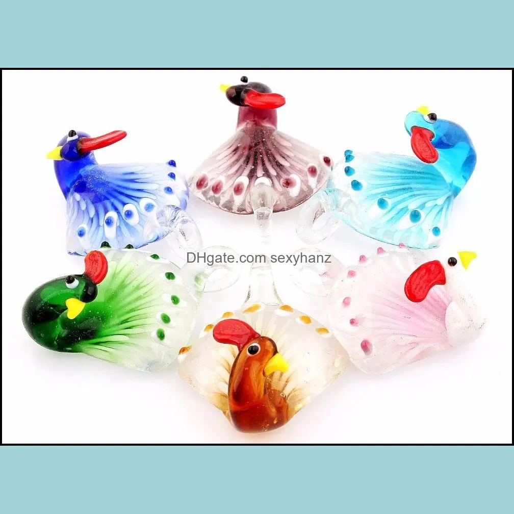 wholesale 6pcs handmade murano lampwork glass mix color peacock pendant fit necklace jewelry gifts