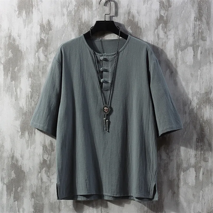 Chinese wind restoring ancient ways button loose cotton and linen men leisure joker 220509