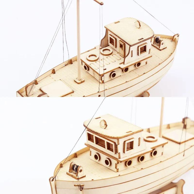 3D Wooden Sailboat Fishing Wooden Boat Building Kit DIY Mechanical