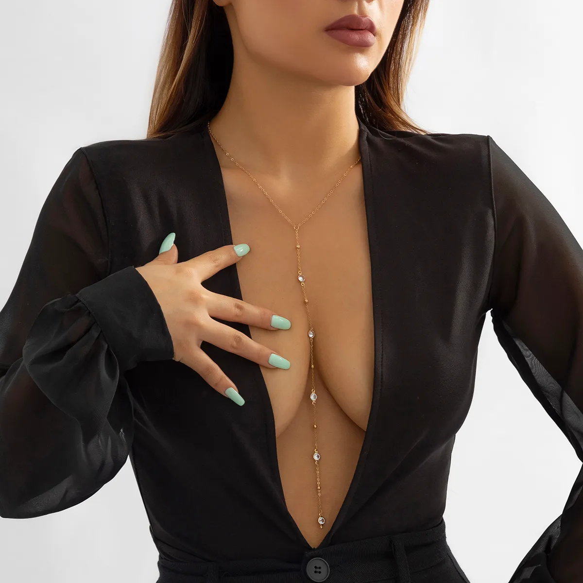 Bohemian Long Tassel Necklace For Women Fashion Crystal Glass Pendant Imitation Pearl Chain Choker Wedding Party Jewelry
