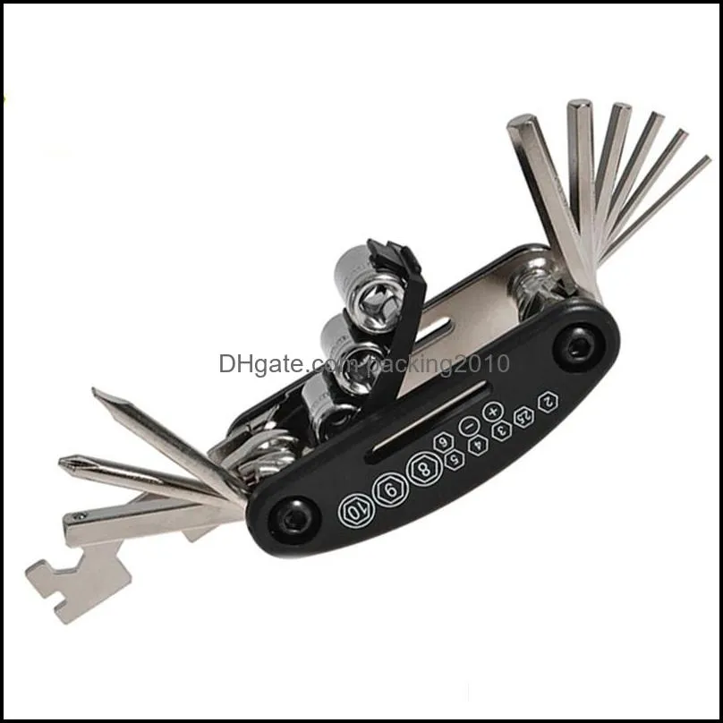 15 in 1 Bicycle Repair Tool Sets Moutain Road Bike Repair Tools Multi Function Wrench Screwdriver Chain Cutter Sets