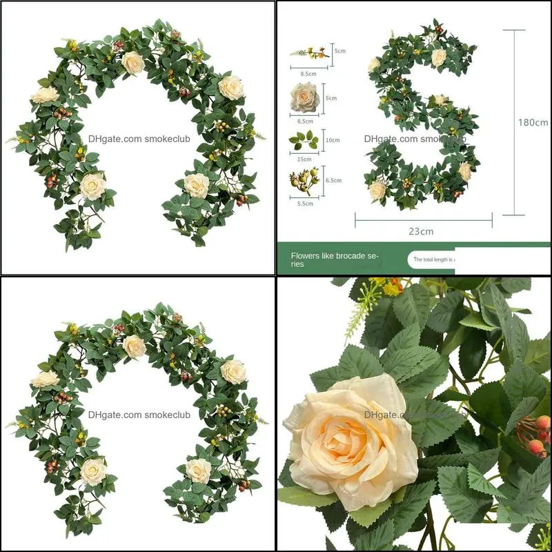 180cm Artificial Flower European and American Table Green Plant Rose Leaf Rattan Wedding Hall Home Decoration