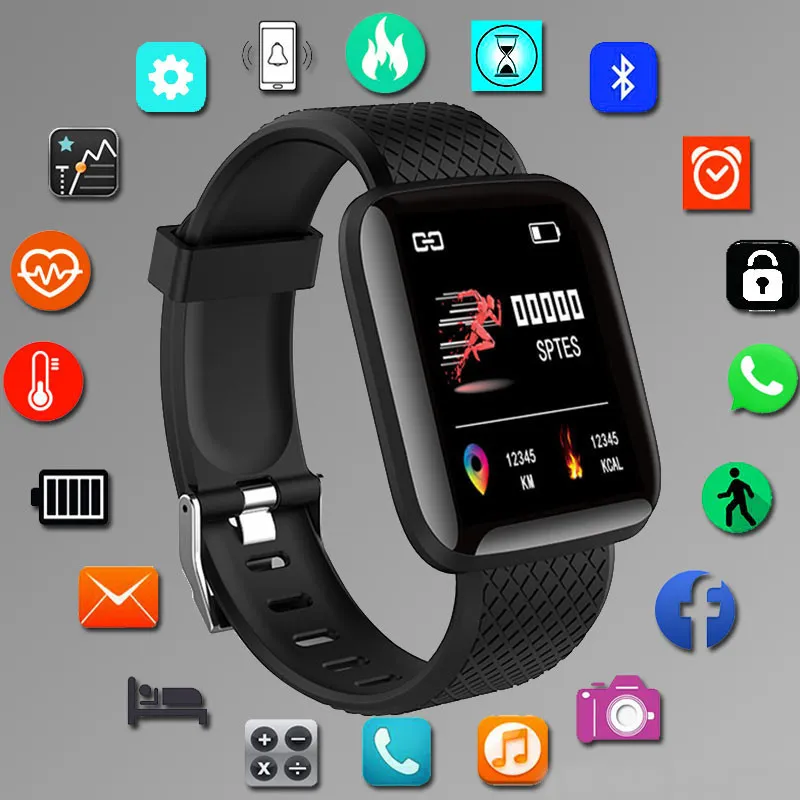 Цифровые умные спортивные часы мужские часы привело к электронному наручным часам женщины Bluetooth мужское фитнес -сообщение об расчете.