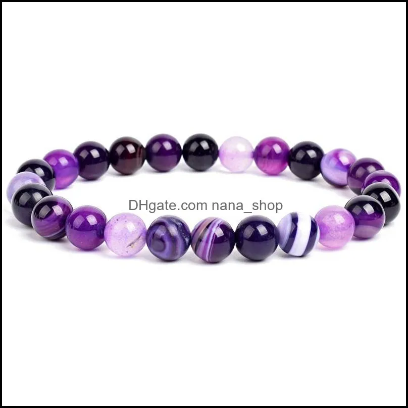 Natural Strands Gemstone Healing Crystal Round Beads Bracelets Agate amethyst watermelon Rose Quartz Morgan Stone malachite Tiger Eye Fashion Bracelet