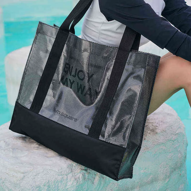 Bolsa de playa cuadrada m, traje de baño, separación en seco y húmedo, impermeable, mochila de vacaciones para mujer, Fitness transparente 220609