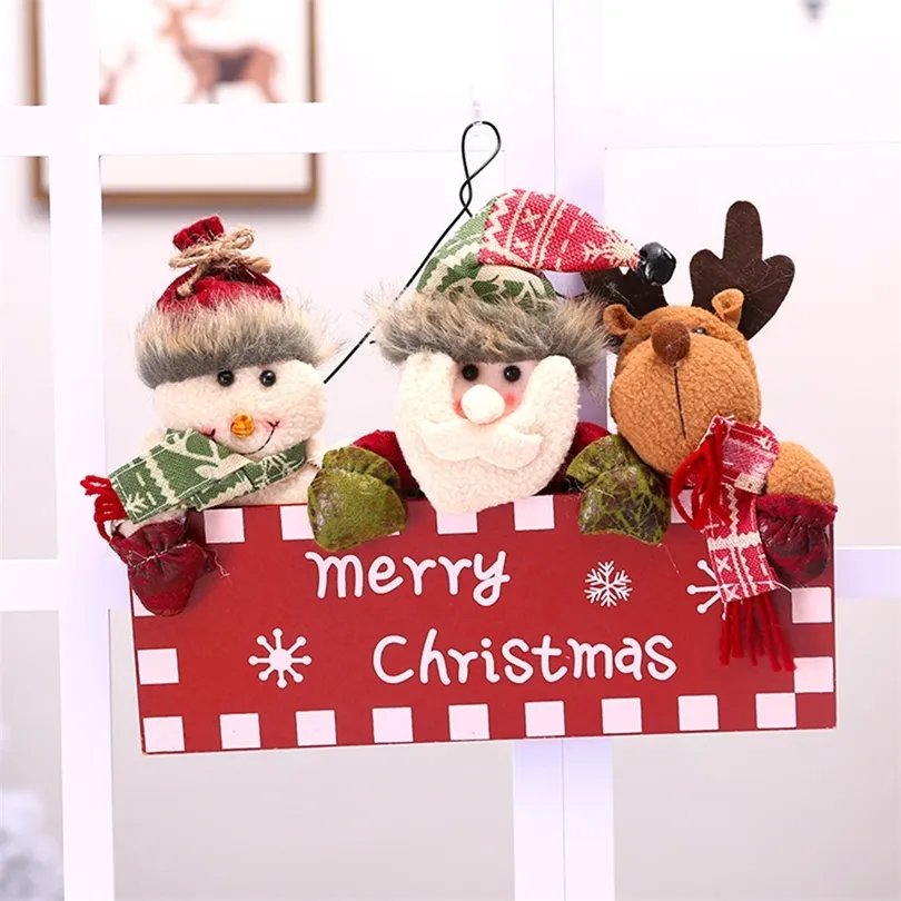Feliz Natal Santa Claus Boneco de Neve Pendurado Ornamentos Decoração de Janela de Porta de Xmas para Casa Ano Novo Pingente de Natal T200909