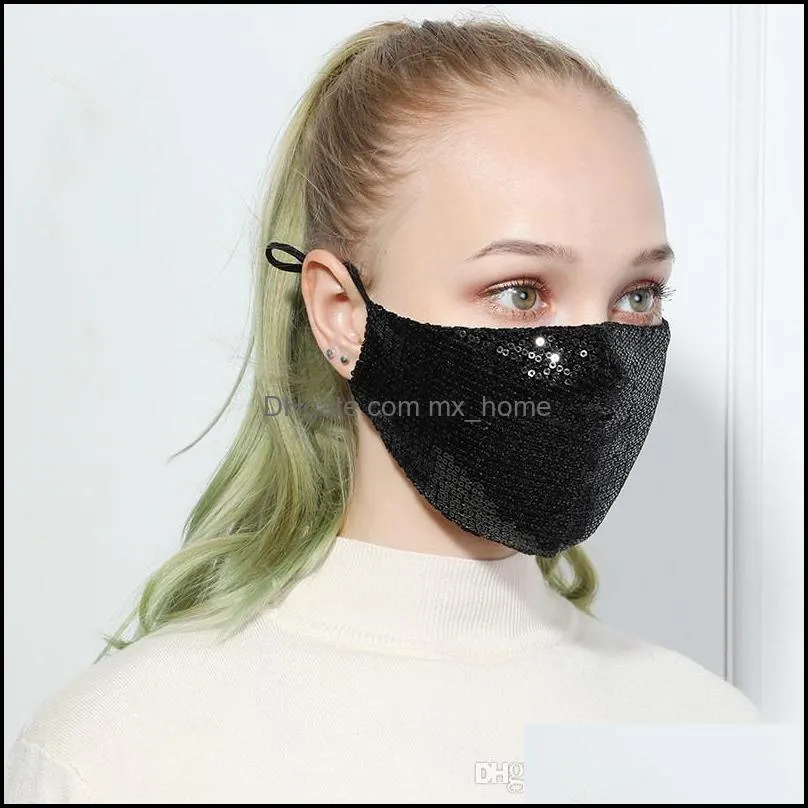 Fashion Face masks Bling Bling Sequins Anti-fog Dust-proof Personalized Fashion Cotton Protective Mask For Adult Free Shipping