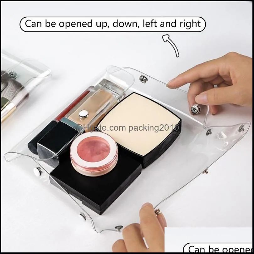 Storage Bags Ins Transparent Cosmetic Bag Portable Travel Snap-Button Brush Case Bathroom
