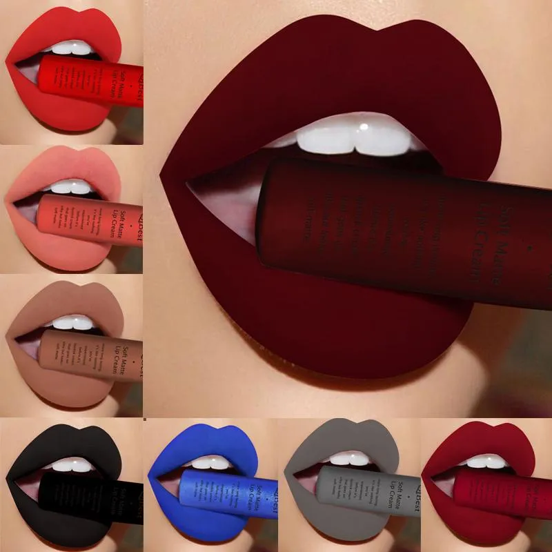 Lip Gloss Qi Brand 34 Colors Waterproof Matte Nude Lipstick Lipkit Pigment Dark Red Black Long Lasting Women Makeup LipglossLipLip