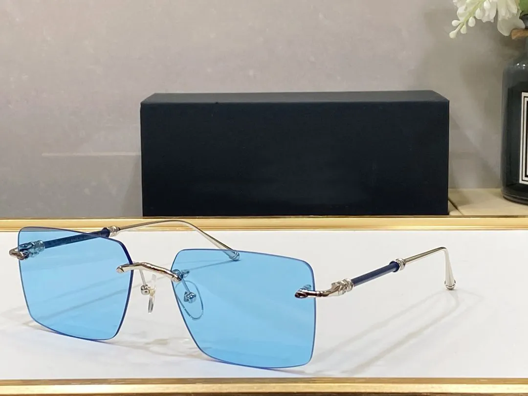 선글라스 남성 남성 남성 디자이너 여성용 선글라스 Mayba Sun Glasses 클래식 블루 프레임리스 라운드 미세 금속 패션 안경 UV400 보호 렌즈 665O