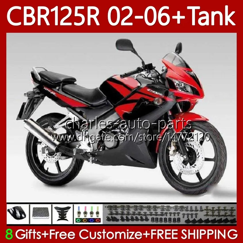 HONDA 125CC CBR-125R CBR 125 R CC CBR125R için Bodywork + Tank Kapağı CBR125R 02 03 04 05 06 Vücut 124NO.68 CBR-125 CBR 125R 2002 2003 2004 2005 2006 CBR125RR 02-06 PERSERING Kırmızı Siyah