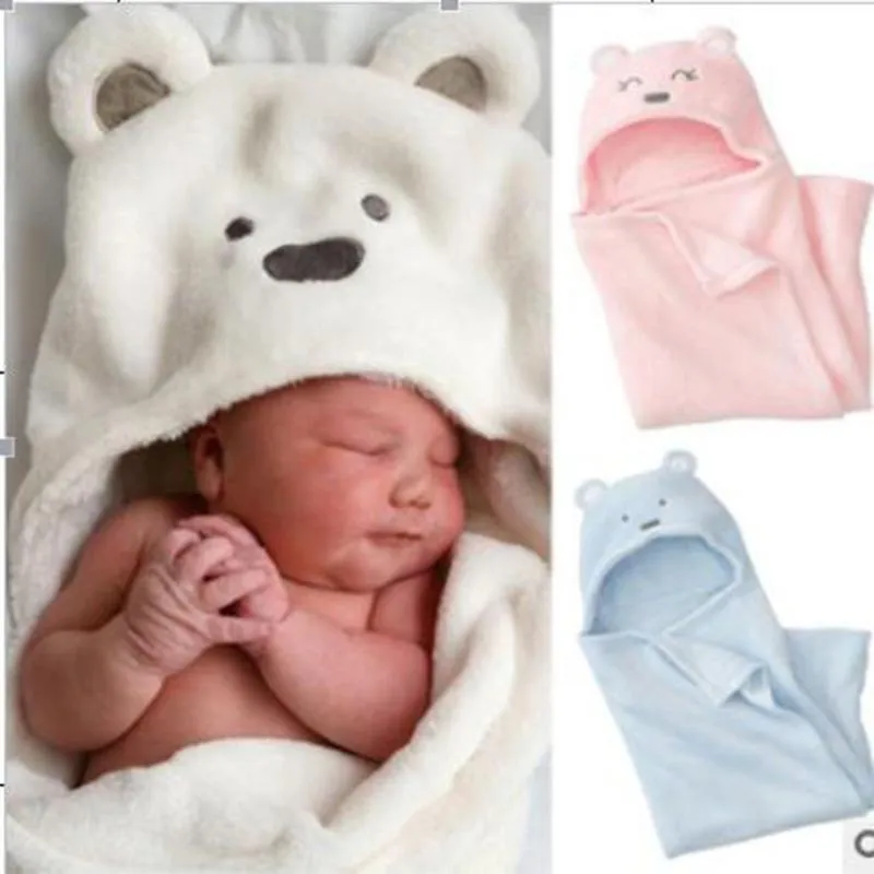 Filtar svängande bekväma baby badrock söt djur tecknad bebis filt barn huva småbarn badhandduk