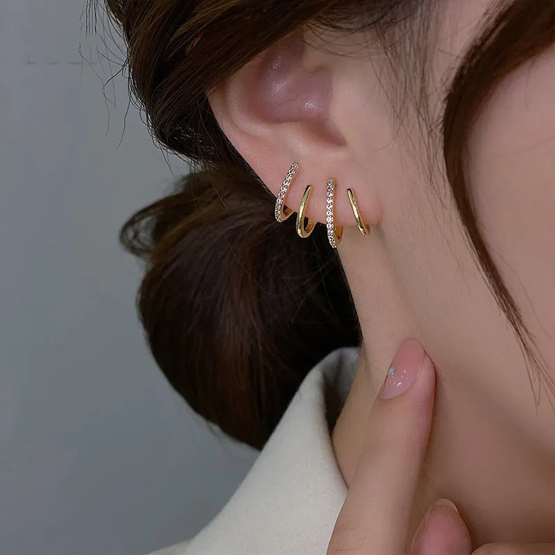 Orecchini A Perno Vintage Quadrati In Argento Con Cristalli CZ - Gioielli Geometrici Boho Per Donna E Ragazza