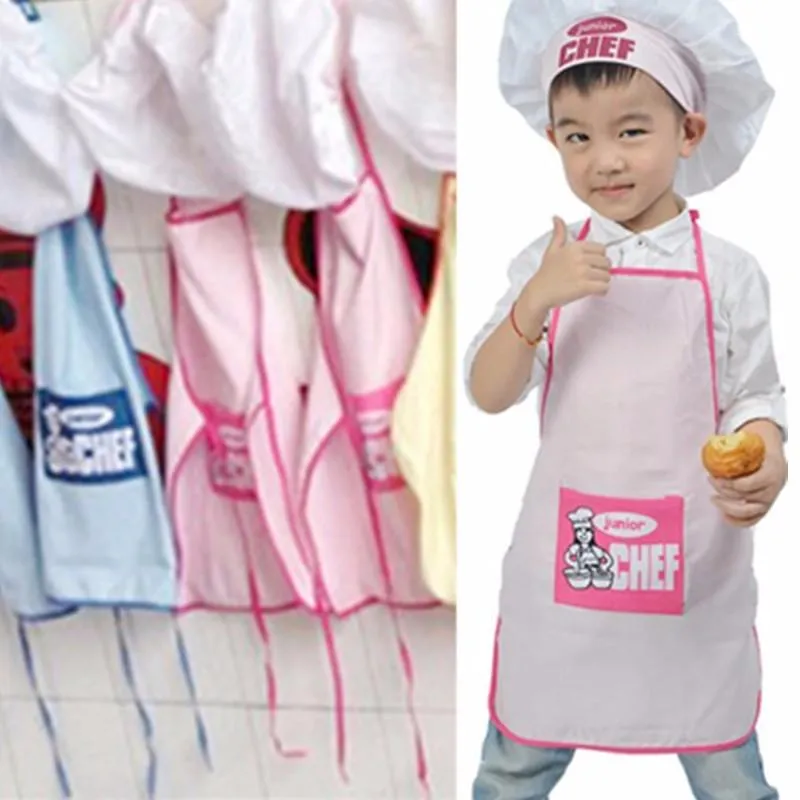 Berets Pcs/Set Children Junior Apron Chef Hat Pocket Suit Kids Cooking Drink Food Tool Family Kitchen AccessoriesBerets