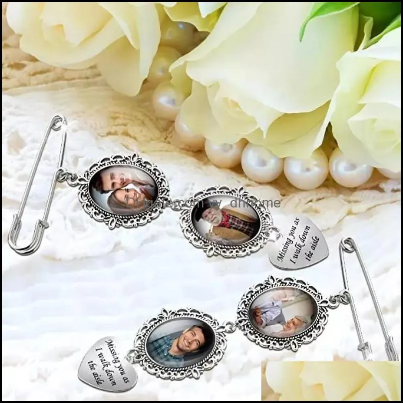 ups sublimation pin brooch wedding party favor metal pendants bouquet photo charms brooches diy gift