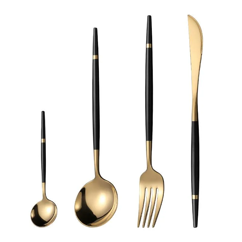 Flatware Sets Stainless Steel Knife Fork And Spoon Portuguese Tableware Four Piece Set Western Steak SetFlatware