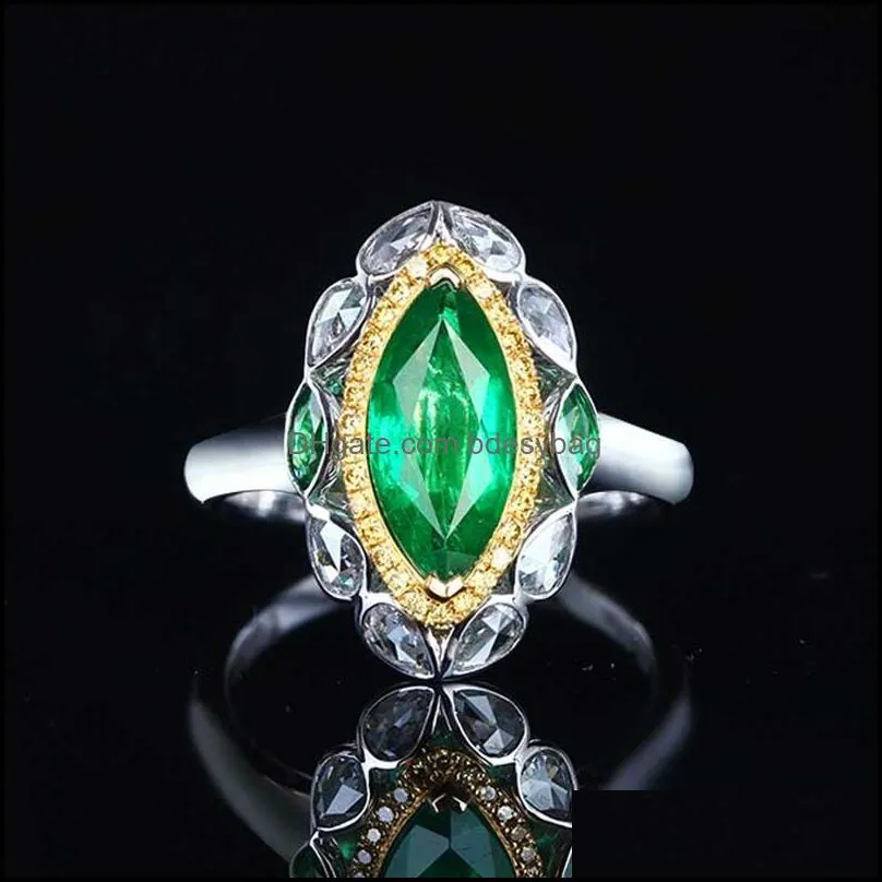 wedding rings vintage classic geometric ring inlay green horse eye zircon fashion 925 silver jewelry women`s anniversary birthday gift