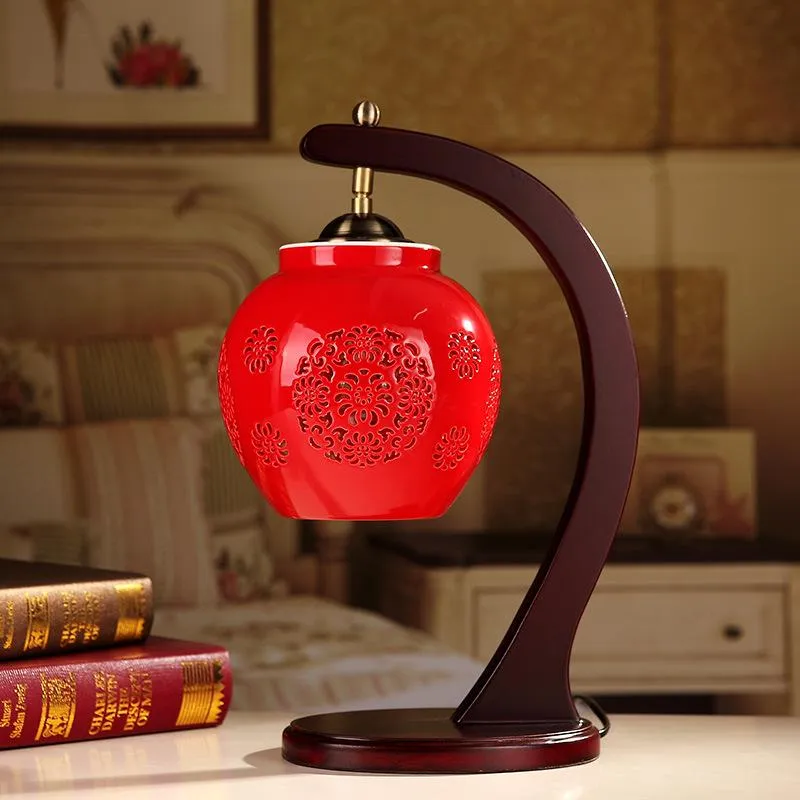 Tischlampen Jingdezhen Vintage-Stil Porzellan-Keramik-Schreibtisch für Nachttisch, chinesischer Lampentisch