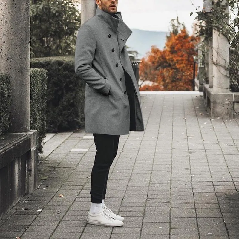 Gray trench coat mens deals
