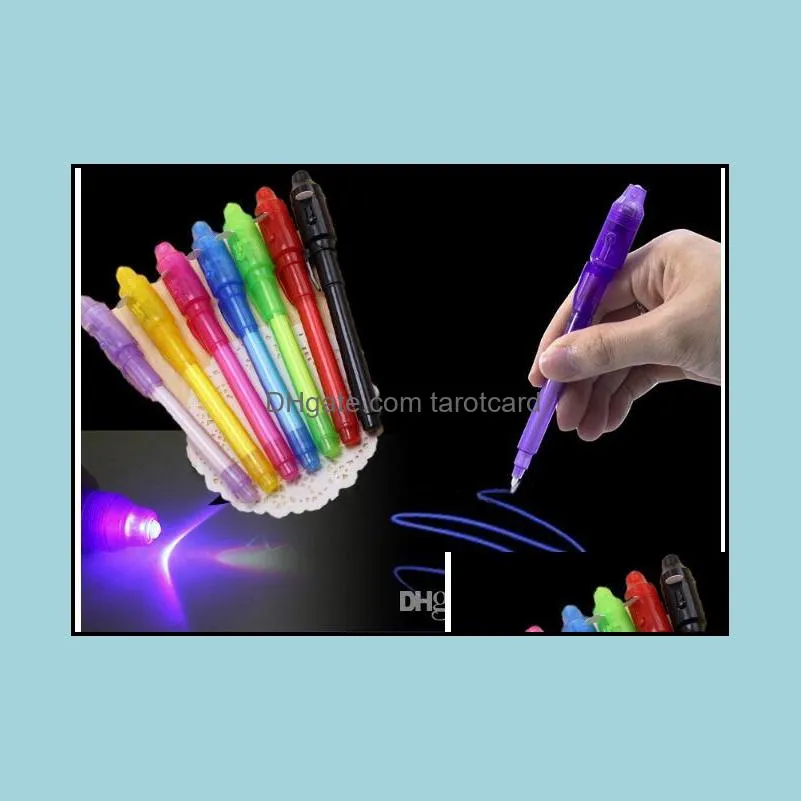 Big Head Luminous Light Pen Magic Purple 2 In 1 UV Black Light Combo Drawing Invisible Ink Pen Learning Education Toys For Child