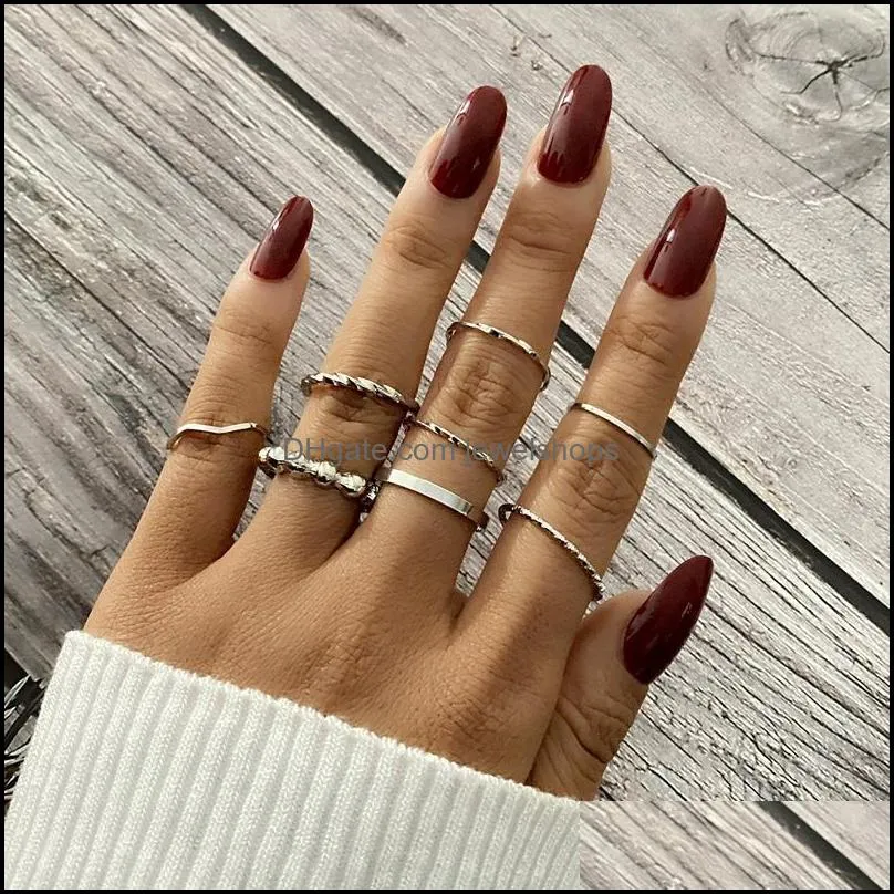 cluster rings ifkm 8 styles trendy boho midi knuckle ring set for women simple refined geometric finger fashion bohemian