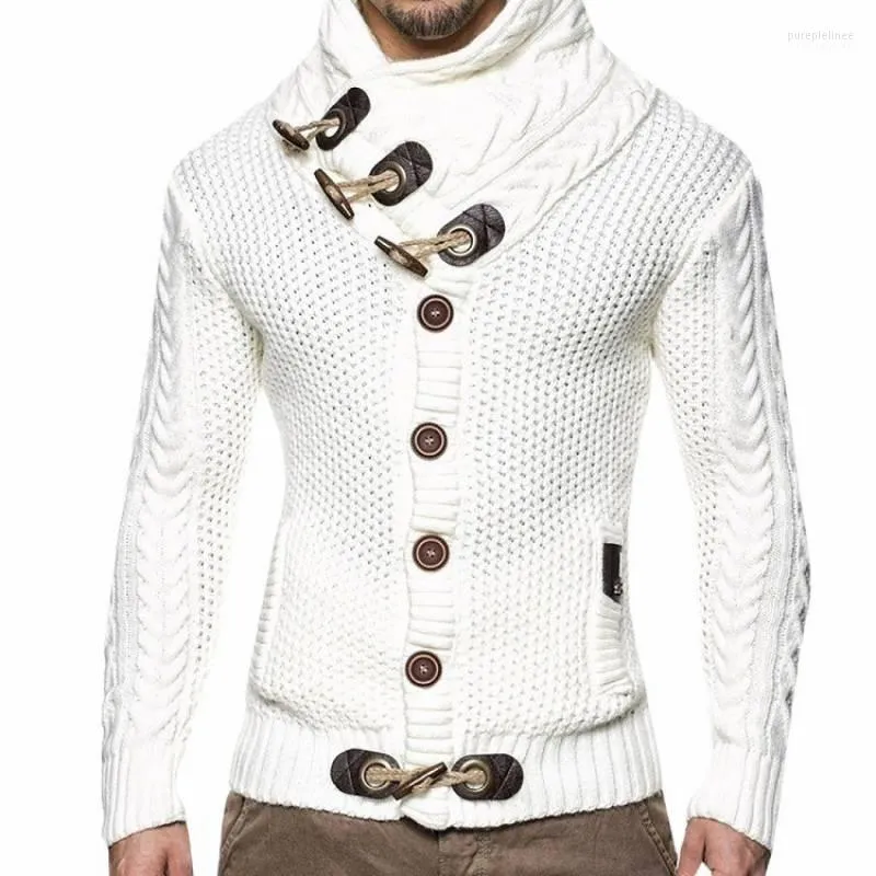 Spring And Autumn Men's Slim High Collar Single Breasted Cardigan Large Size Long Sleeve Knitted Sweater Sweaters