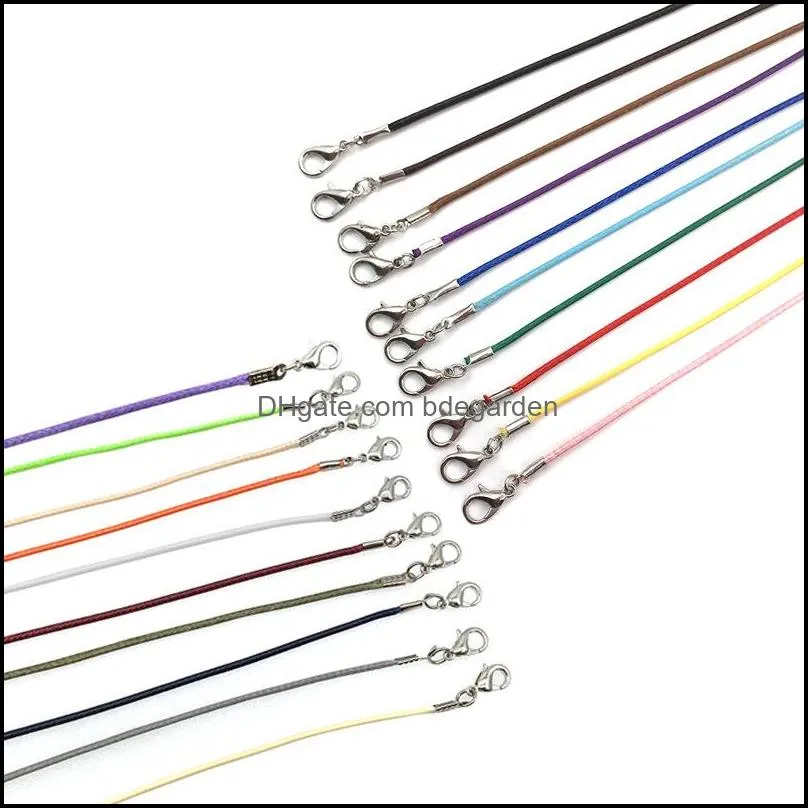 hot 1.5mm colorful wax string cord chains necklace bracelet with extension chain sale