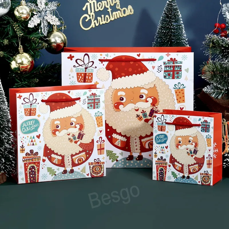 Świąteczne dekoracje prezentowe Wrap torby Wesołych świąt przyjęcie dla dzieci torebka torebka torebka Święta Mikołaj