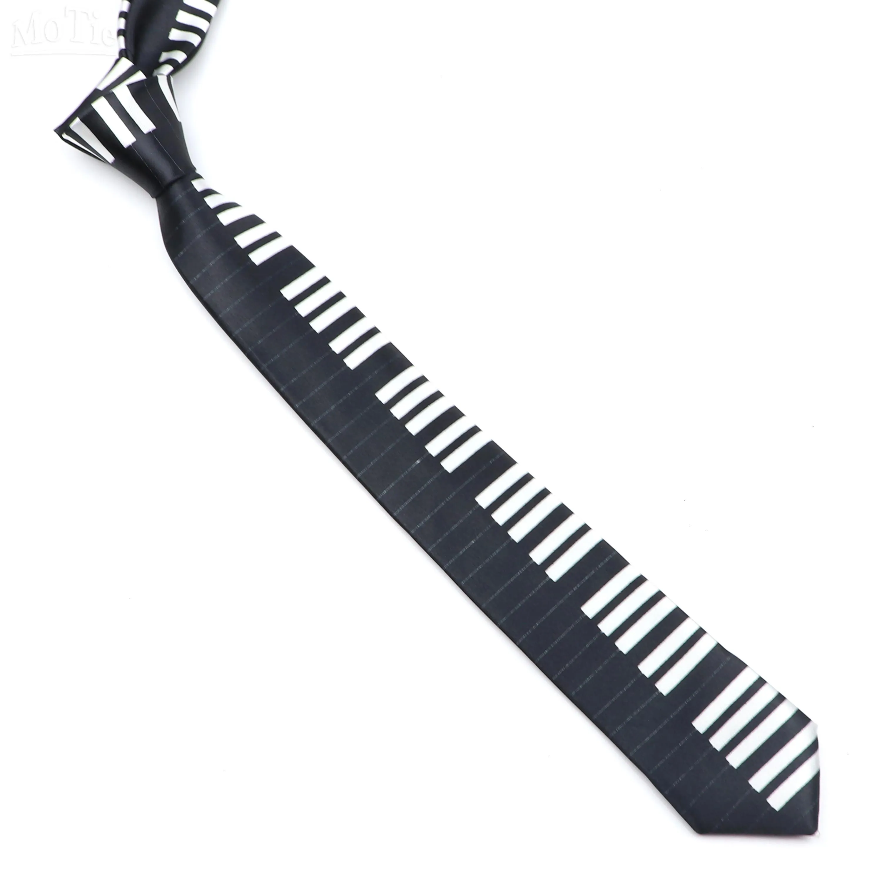 Cravatta stampata con note musicali classiche Cravatte strette setose Cravatta sottile liscia per chitarra per pianoforte Cravatte unisex alla moda semplici ed eleganti