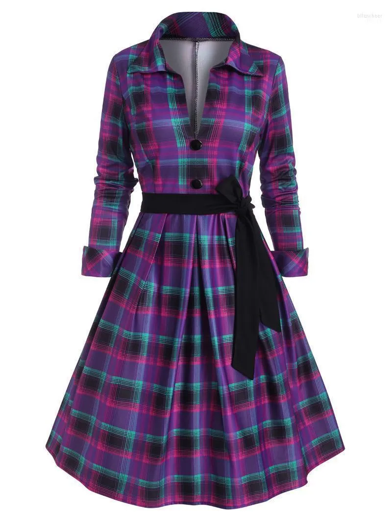 Wipalo Vintage Gothic Women Fring Tartan Tartan Button с украшенными ремнями vestidos femme с длинным рукавом повседневные сексуальные платья для вечеринок