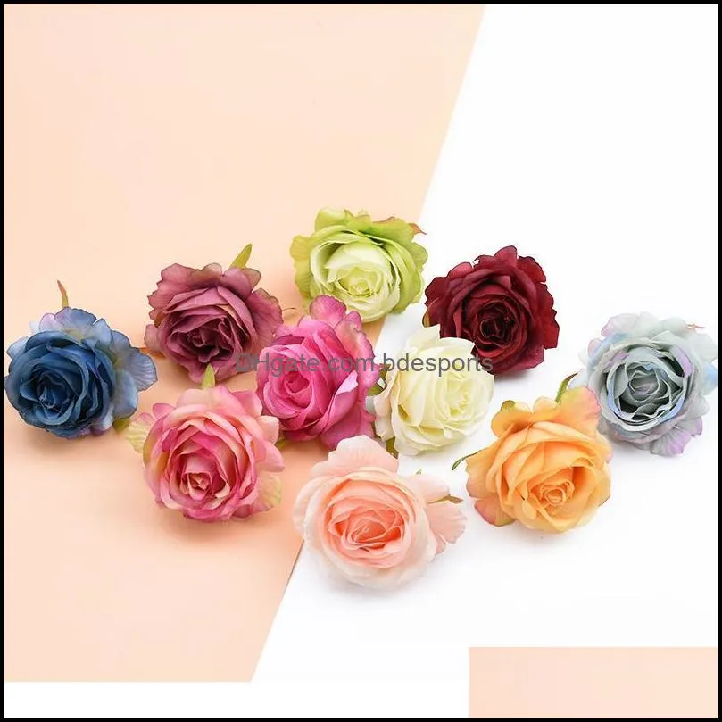 6cm Silk Roses Flower Wall Scrapbooking Artificial Plants Decorative Flowers Wreaths Diy Gifts Box Home Wedding Decor Ne jllgoe