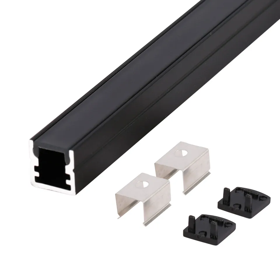 Gratis frakt 2m / pcs 50m / lot aluminiumkanal för 3528 LED-remsor Strack-strip LED-aluminiumprofil med lockändloppsklämmor