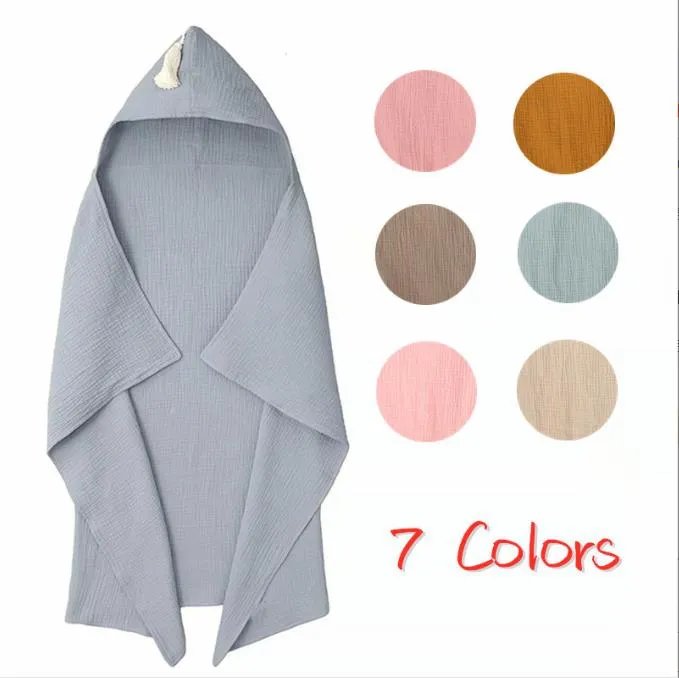 Coperte per bambini Asciugamani da bagno in mussola di cotone Quattro strati di garza Mantella con cappuccio Nappa Asciugamano da spiaggia Accappatoio per bambini Coccola Swaddle Swaddling B7992